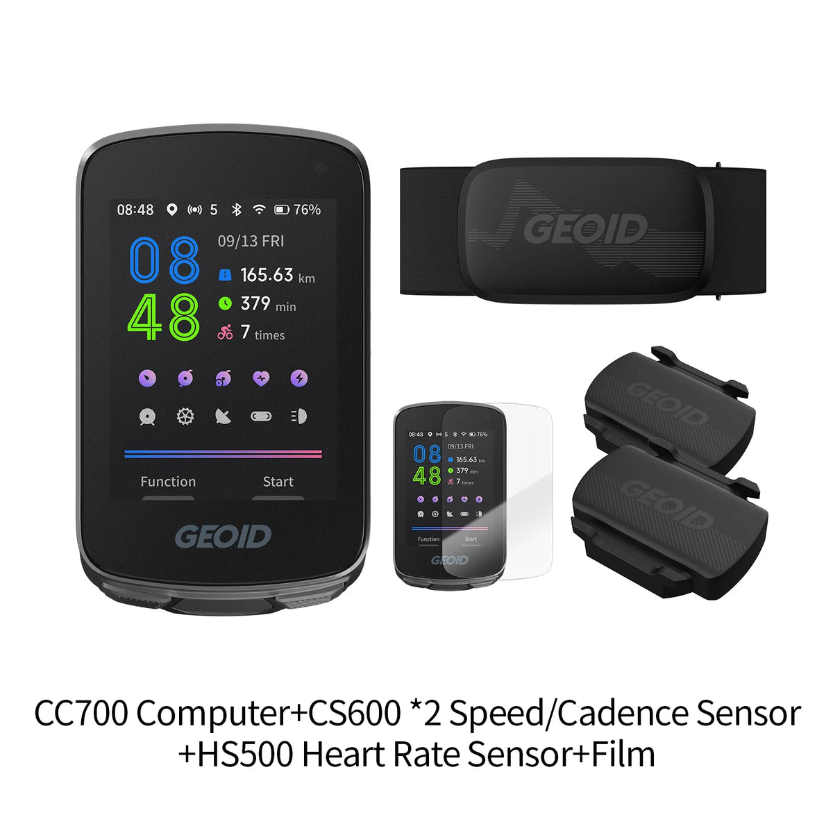 GEOID CC700/PRO Bike Computer - Wireless Color Screen Cycling Speedometer with ANT+, WiFi, IPX7 Waterproof & Odometer
