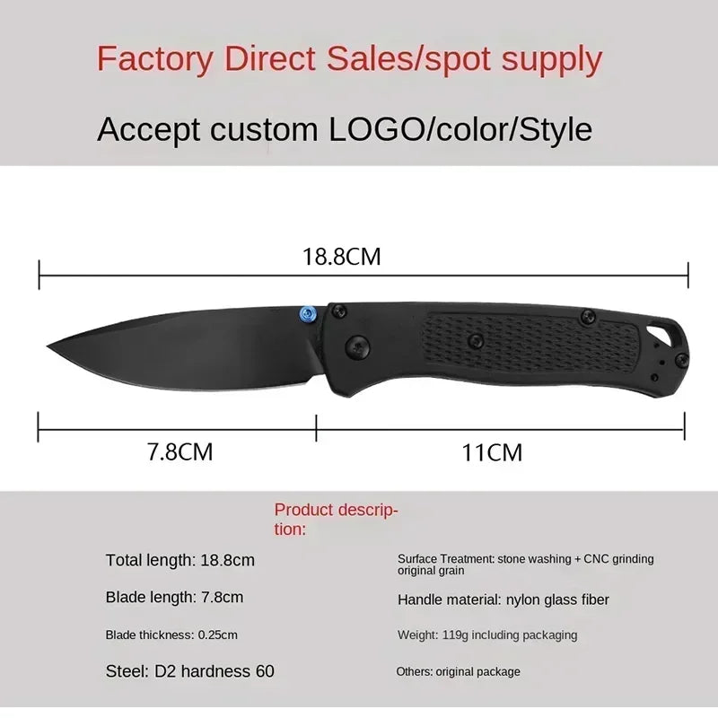 BM Bugout EDC Folding Pocket Knife – Black/White Blade Tactical Survival Knife for Outdoor, Rescue & Everyday Carry