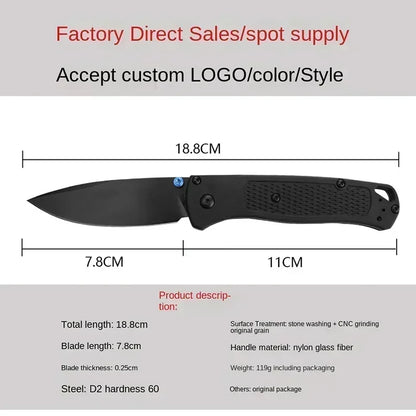 BM Bugout EDC Folding Pocket Knife – Black/White Blade Tactical Survival Knife for Outdoor, Rescue & Everyday Carry