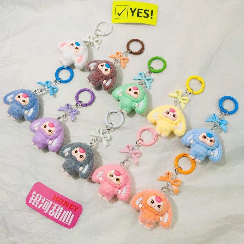 Plush Baby Keychain Bowknot Bag Pendant Hanging Charm for Phone Car Backpack Labobu Gift