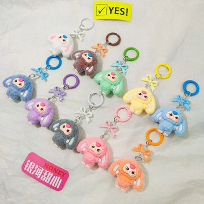 Plush Baby Keychain Bowknot Bag Pendant Hanging Charm for Phone Car Backpack Labobu Gift