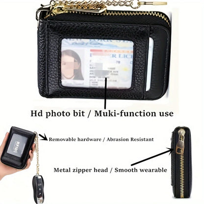 RFID Blocking Card Holder Wallet – Mini Zipper ID & Bus Card Case with Anti-Theft Protection for Keys & Cards