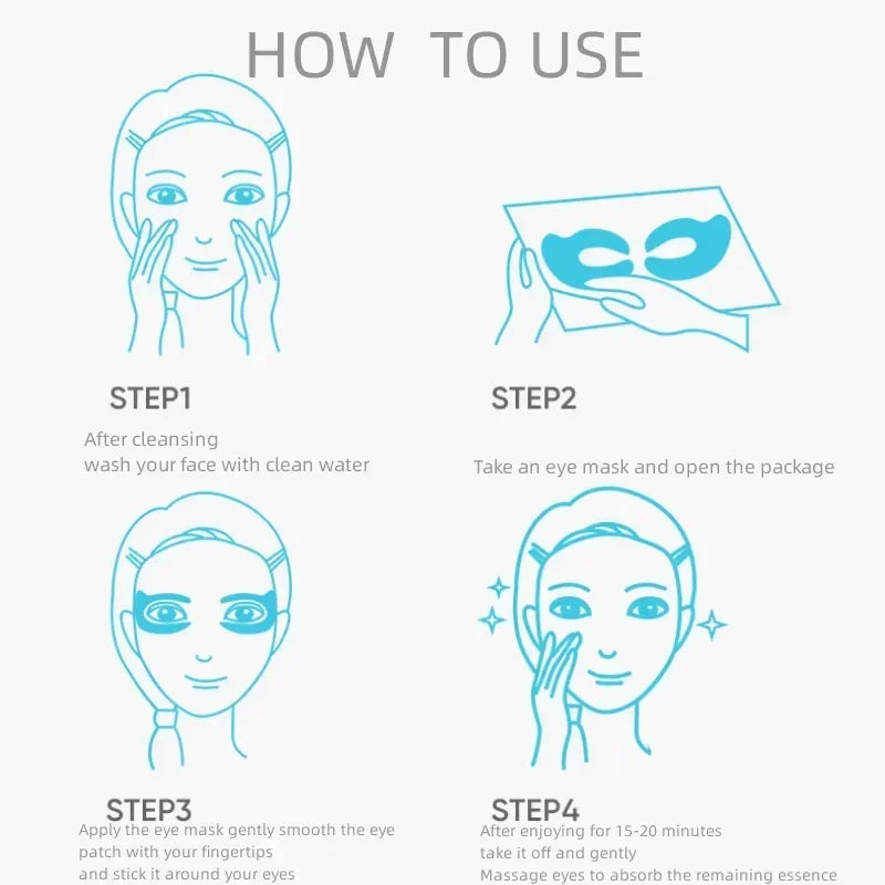 Collagen Eye Mask – Wrinkle Removal, Firming & Moisturizing Patches with Hyaluronic Acid for Smooth Eye Skin