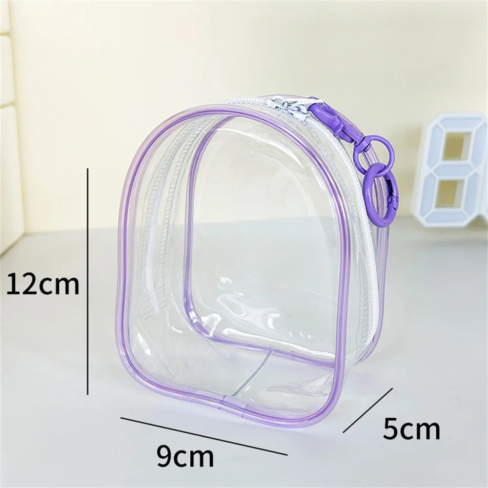12cm Transparent PVC Doll Storage Bag – Multicolor Cartoon Keychain Display Case, Dustproof Organizer & Gift Pouch