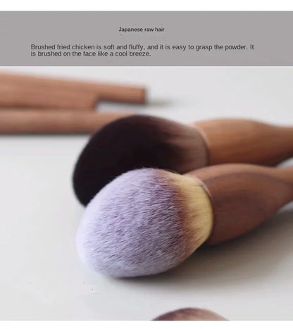 New European Vintage Wood Handle Makeup Brush – High-Quality Walnut Soft Powder, Blush & Foundation Contour Brush