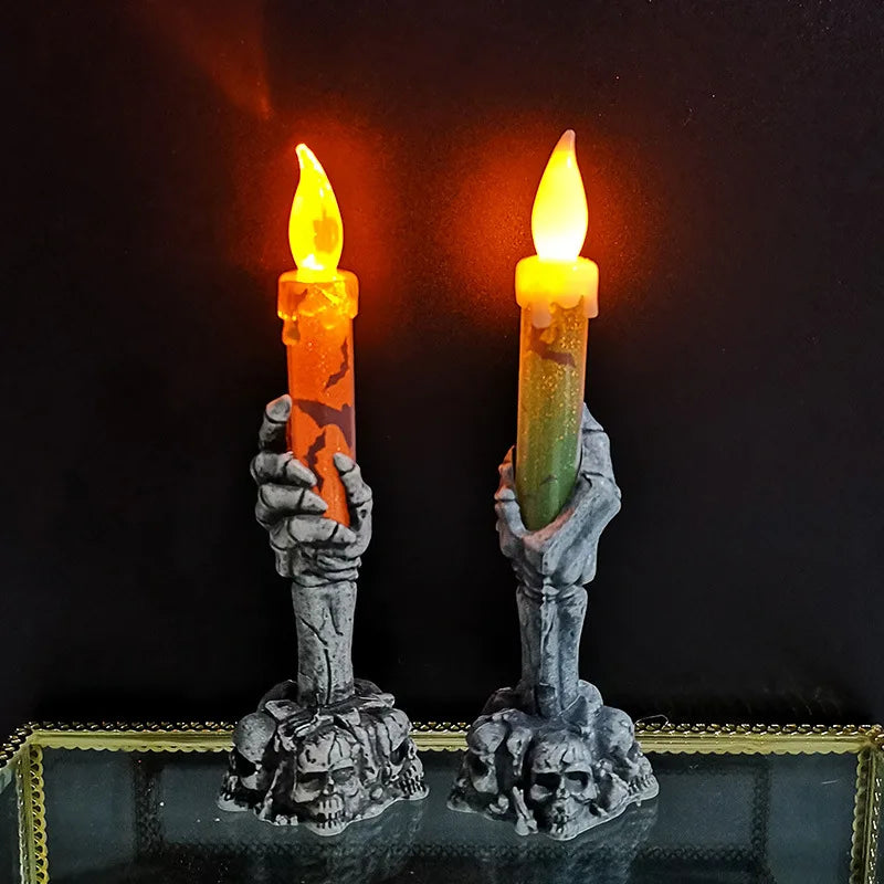 Halloween Skeleton, Ghost & Pumpkin Candles - Spooky Party and Home Decorations for Halloween Celebrations