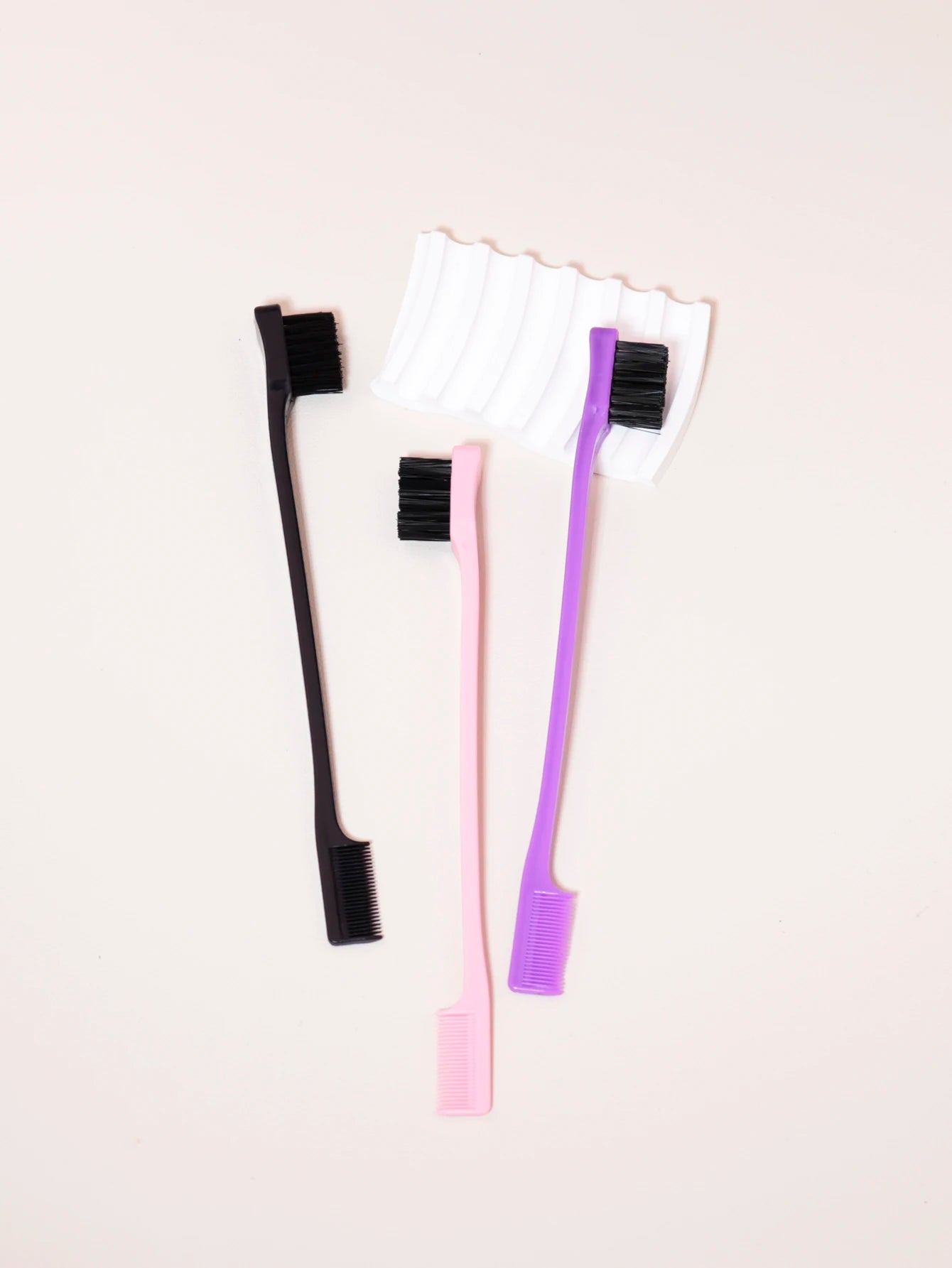 3PCS Hair Styling Tool Set – Double-Sided Edge Control Brush, Eyebrow Comb, Back Brush for Real Hair Wigs