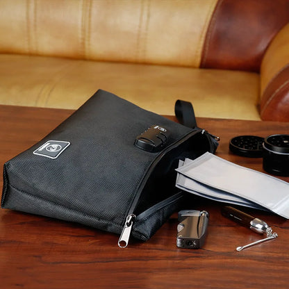 Travel Storage Bag with Password Lock – Waterproof Anti-Odor Safe Handbag for Files, Cards, and Smoking Pipe Storage