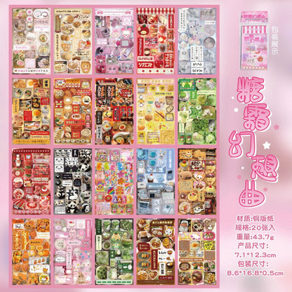 20-Sheet Sweet Dream Duet Sticker Book - Japanese Retro Kawaii Stickers for Scrapbooking, Journaling & DIY Crafts