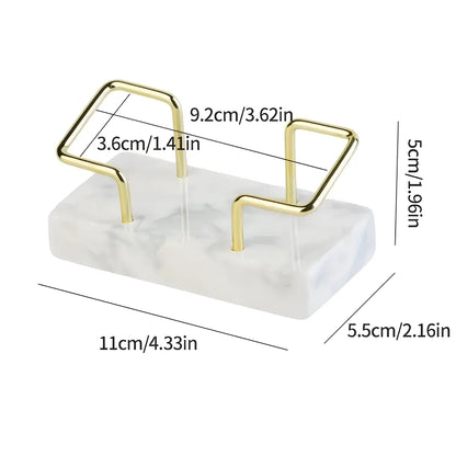 Marble Business Card Holder Desktop Organizer — Office Name Card Display & Memo Storage Stand