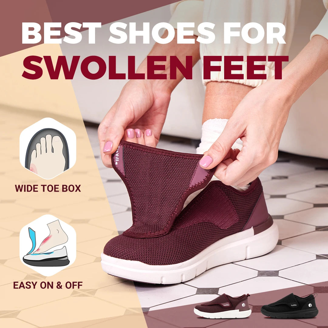 FitVille Extra Wide Women’s Diabetic Walking Shoes – Adjustable Orthopedic Shoes for Swollen Feet, Elderly & Foot Pain Relief