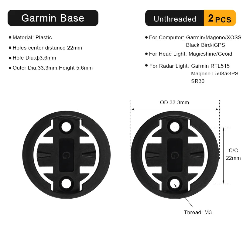 Bike Computer Mount Adapter Base — Replacement Bracket for Garmin, Bryton, Wahoo, Magene Bicycle Computers