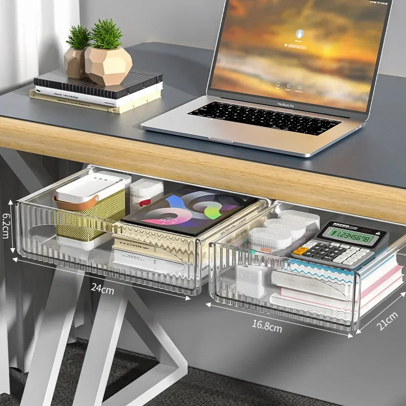 Invisible Pull-Out Storage Box — Large Capacity Hanging Under-Desk Drawer Organizer for Table & Workspace