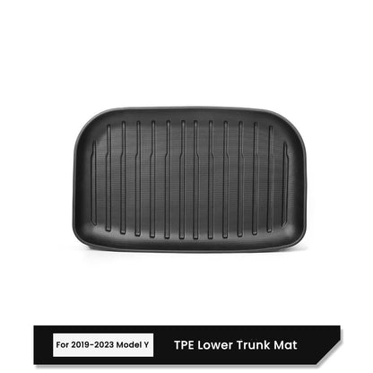 Tesla Model 3/Y Front & Rear Trunk Mats – Upgrade TPE Protective Cargo Liner & Storage Box Floor Pads