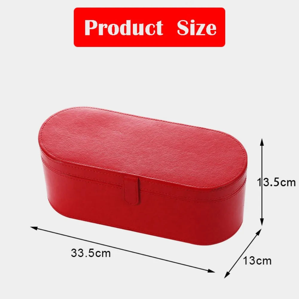 Portable PU Hair Dryer Storage Case – Large Capacity Dustproof Bag for Curling Tools & Accessories