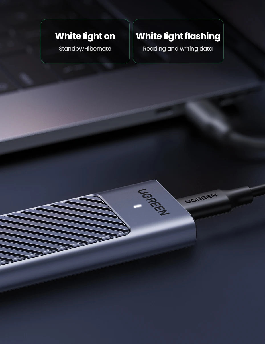UGREEN M.2 SSD Enclosure – 20Gbps USB 3.2 Gen2 Type-C Adapter for NVMe & SATA SSD (M & B+M Key)