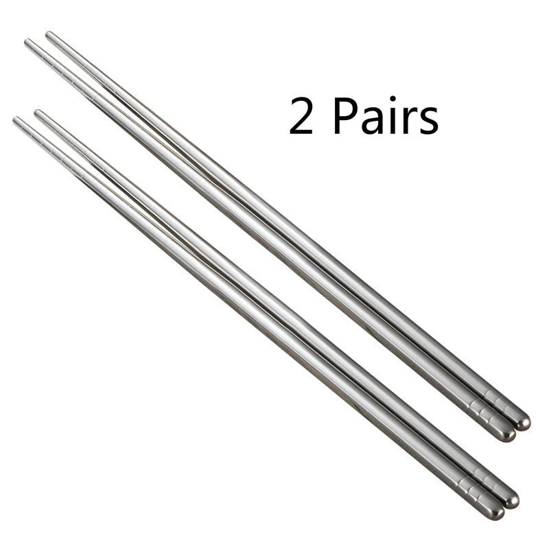 2–5 Pairs 304 Stainless Steel Chopsticks – Non-Slip Metal Sushi Sticks for Korean, Japanese & Chinese Food