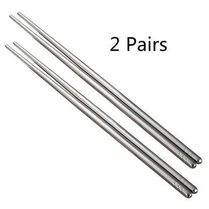 2–5 Pairs 304 Stainless Steel Chopsticks – Non-Slip Metal Sushi Sticks for Korean, Japanese & Chinese Food