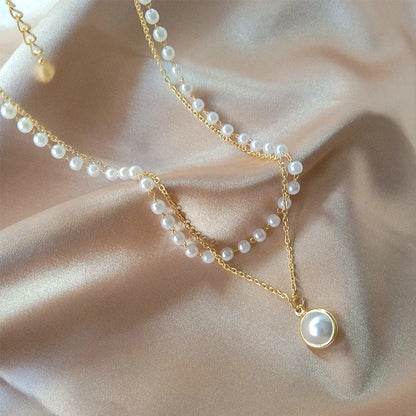 SUMENG 2024 Kpop Pearl Choker Necklace – Double Layer Pendant Jewelry Gift for Women