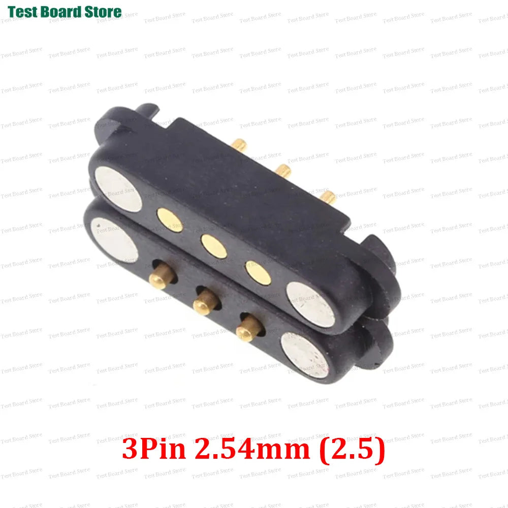 2A DC Magnetic Pogo Pin Connector - 2–8 Pin Spring-Loaded Male/Female Power Socket, 2.5/2.54/2.8mm Pitch, 1–5 Sets