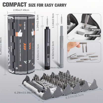 138-in-1 Mini Electric Screwdriver Set – Precision Magnetic Bits & Durable Alloy Tool Kit for PC, iPhone & DIY Repairs