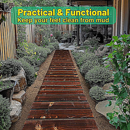 Wooden Garden Pathway - Roll-Out Outdoor Walkway for Patio, Beach, Backyard, Weddings & Events