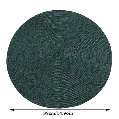 38cm Round Braided Tableware Mat – Washable, Anti-Slip, Heat-Resistant Dining Placemat and Drink Coaster for Home Decor