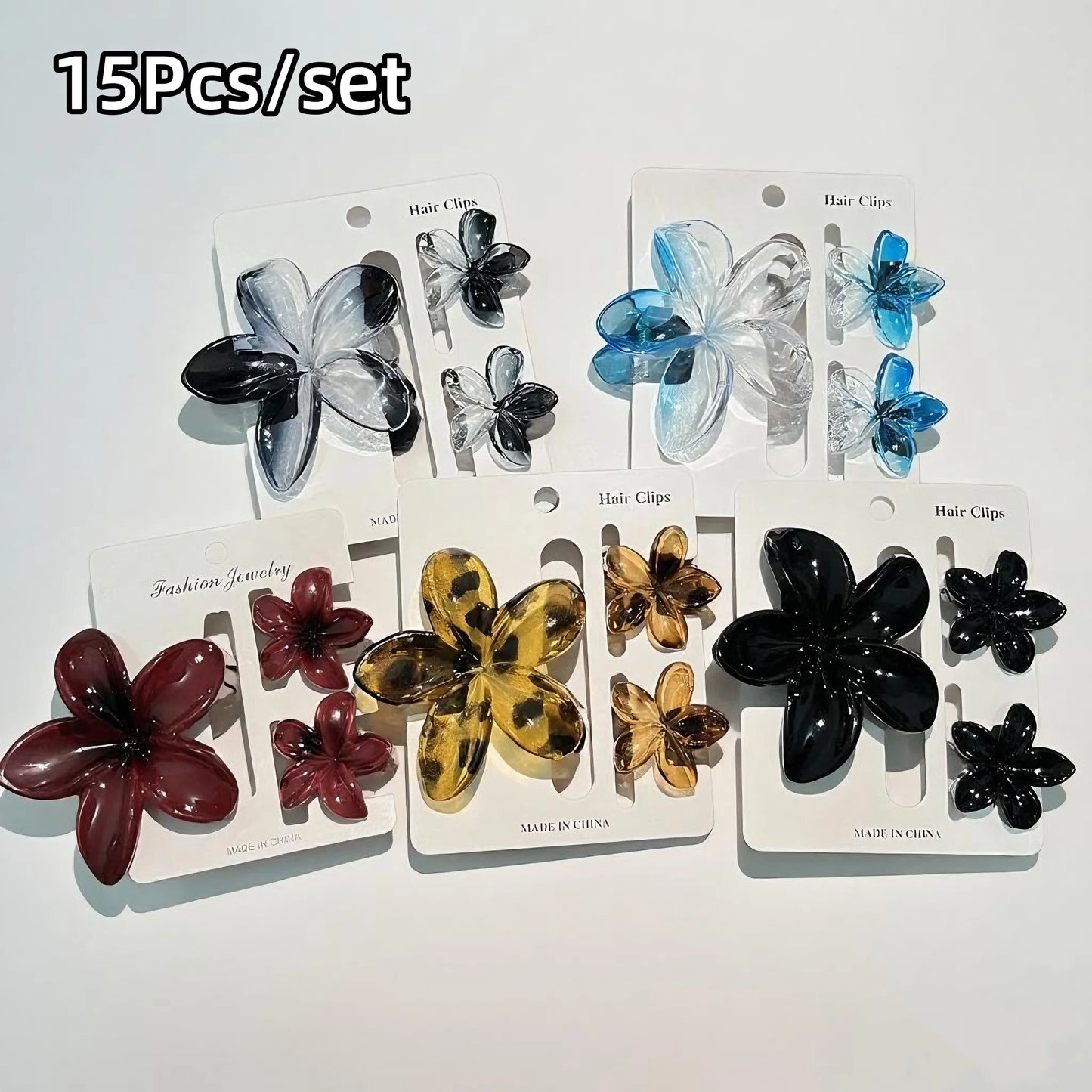 18Pcs Egg Flower Hair Clips | Gradient Candy Color Flowers, Shark Clips for Daily Ponytail Styling