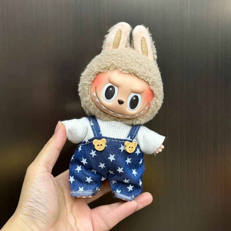 Mini Plush Doll Clothes Set – Kpop EXO Labubu Idol Overalls Outfit for 15-17cm Dolls, Clothing Gift