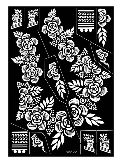 Reusable Henna Stencil Templates for Hand & Body – Floral Tattoo Stencils for Women, Weddings & Festivals Body Art Makeup Tools