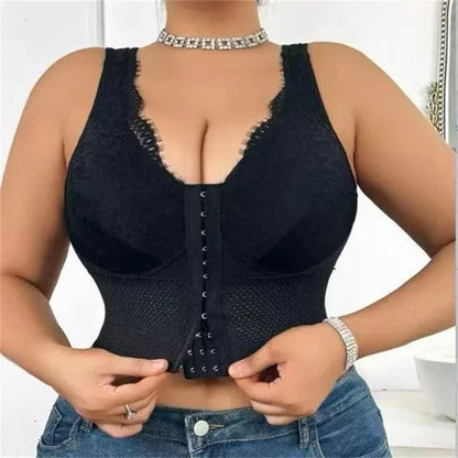 Tummy Control Shapewear Bra Vest – Breathable Hollow Design with Front Buttons, Lifting & Slimming Support Underwear for Women