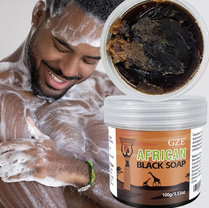 GZE African Black Soap 3 in 1 Cleanser – Face, Hair & Body Wash, Deeply Cleanses & Moisturizes with Natural Ingredients