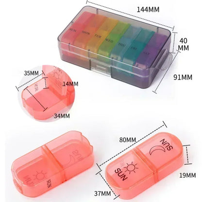 Weekly 7-Day Pill Organizer Box – Portable Medicine & Tablet Storage with Secret Compartments for Travel
