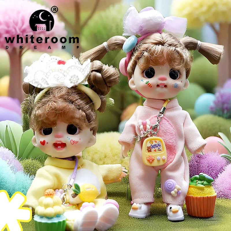 Mini Labbu Pocket Doll – Jointed Blythe-Style Boy & Girl Doll for Girls, Rainbow Ball Mobile Phone Decoration