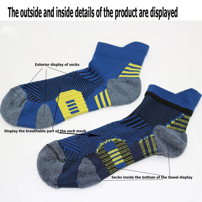 3 Pairs Professional Sports Socks – Non-Slip Towel Bottom Running Socks for Men & Women, Breathable Quick-Dry Basketball Training Ankle Sox