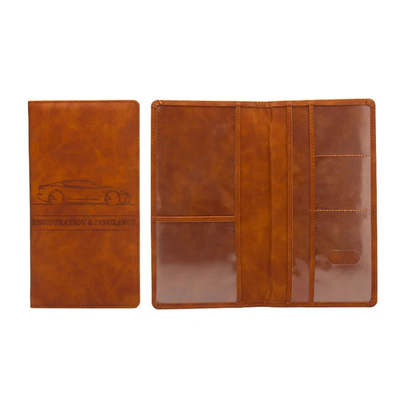 Car Registration & Insurance Holder – Leather Driving License Cover, Auto Documents Storage Bag & Credit Card Holder