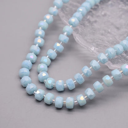 8mm Crystal Glass Beads Set - 30PCS Color Wheel Faceted Round Loose Beads for DIY Jewelry Making & Bracelets