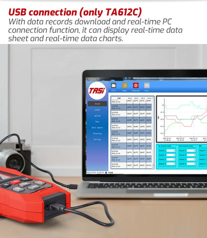 4-Channel Thermocouple Thermometer - High-Precision USB Data Logger with 5000 Records for HVAC & Appliance Repair