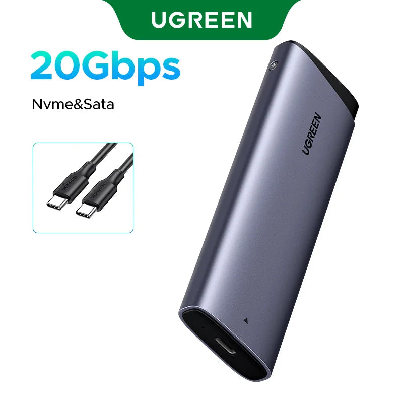 UGREEN M.2 SSD Enclosure - USB-C 20Gbps NVMe & SATA Adapter Supporting Up to 8TB