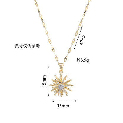 Light Luxury Gold Zircon Flower Pendant Necklace for Women - Elegant Party Jewelry Gift