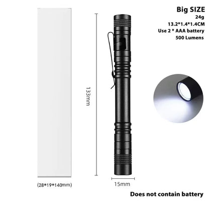 Mini EDC Rechargeable Flashlight - Compact Pocket Torch for Camping, Hiking, Fishing & Emergency Use