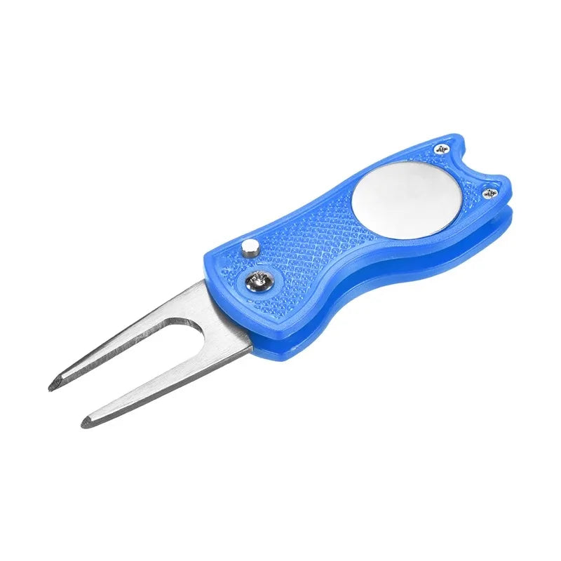 Foldable Metal Golf Divot Repair Tool with Magnetic Ball Marker – Green Course Accessory