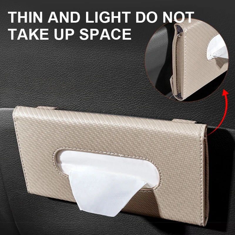 SEAMETAL Car Sunshade Tissue Box – Universal Auto Interior Paper Towel Storage Bag with Carbon Fiber Sun Visor Design