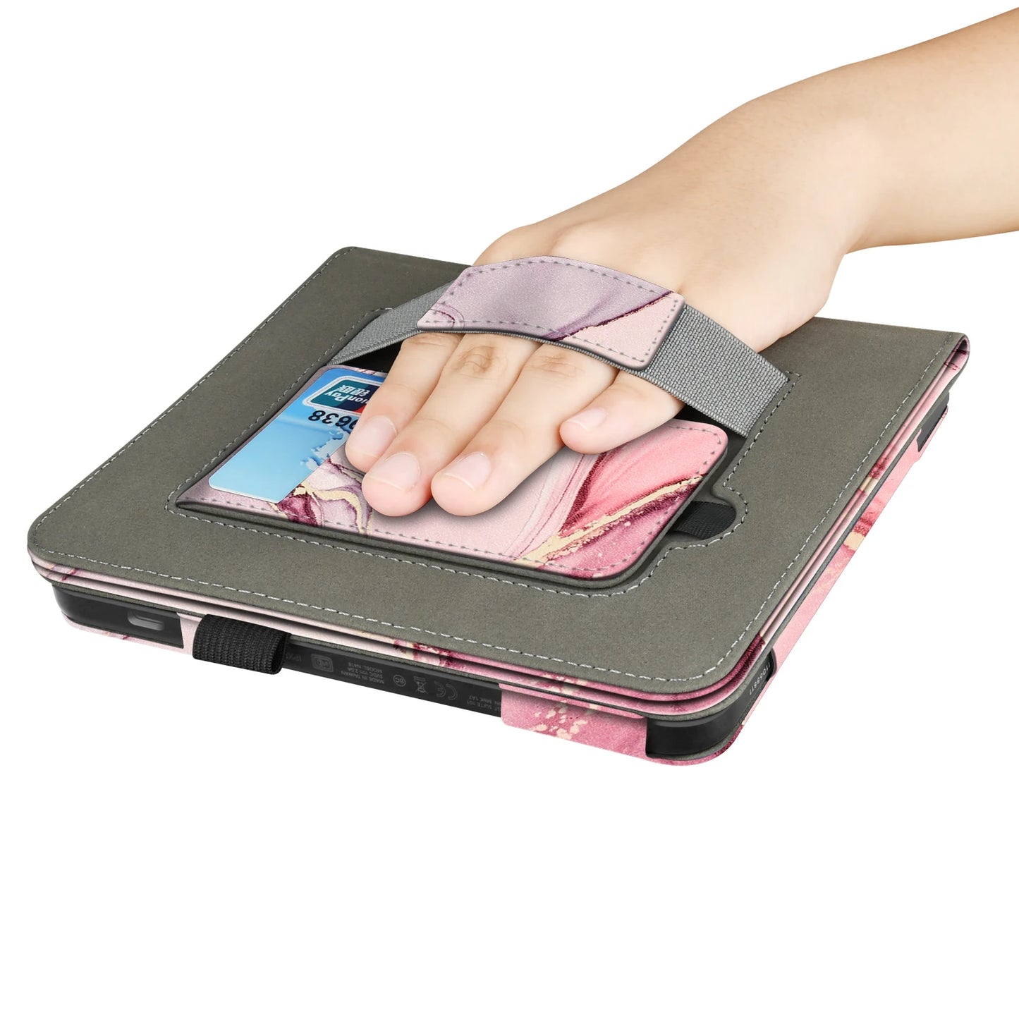 KOBO Libra 7" Leather Case – Hand Strap, Stand & Card Slot Cover for Libra Colour, Libra 2, Libra H2O (N428/N418/N873)