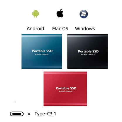 USB 3.0 Type-C SSD External Hard Drive 500GB/1TB/2TB - Ultra-Fast 1.8" Portable Storage for Laptops & Desktops