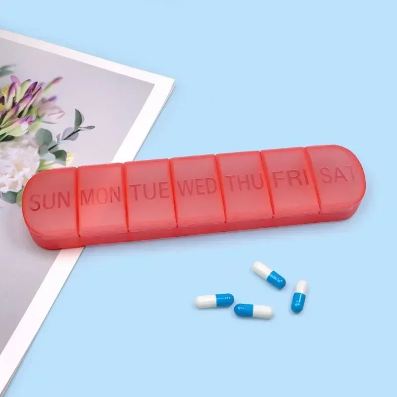 Weekly Medicine Pill Box – Mini Portable 7-Grid Organizer, Pill Case & Tablet Storage Container