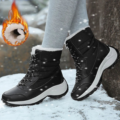 Women's Winter Snow Boots – Plush Lined Platform Flat Casual Shoes for Warmth and Comfort