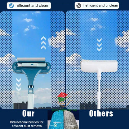 Sparkling Clean Windows Made Easy: Double-Sided Telescopic Rod Glass Cleaning Tool - Mop Squeegee Wiper with Long Handle Brush - Essential Kitchen Accessory