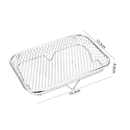 Stackable Air Fryer Rack - Stainless Steel Grill Basket & Non-Stick Cooking Tray for Kitchen Use