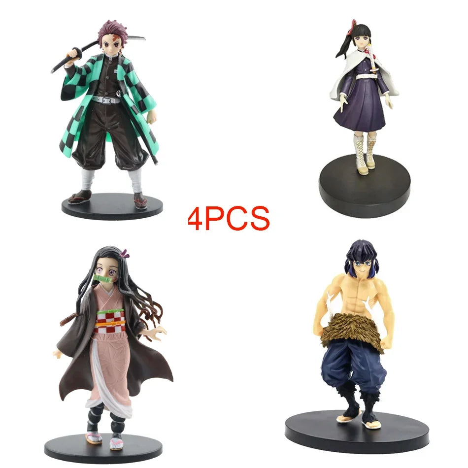 Anime Demon Slayer Kimetsu No Yaiba Action Figures – Tanjirou, Nezuko, Zenitsu & Inosuke PVC Model Toys